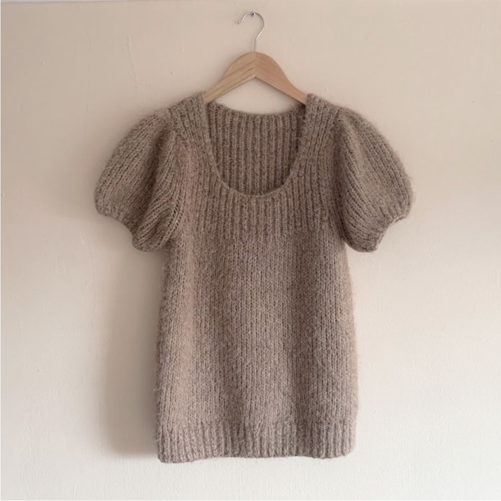 oatmeal puff sleeve sweater